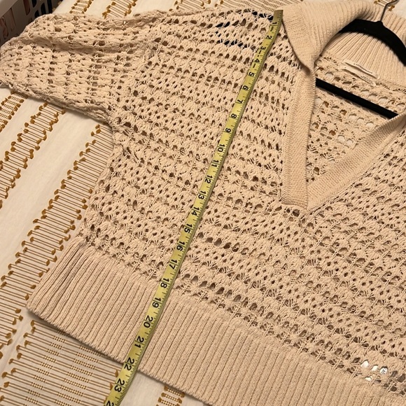 Anthropologie Open Stitch Polo Pullover Sweater - Picture 14 of 14